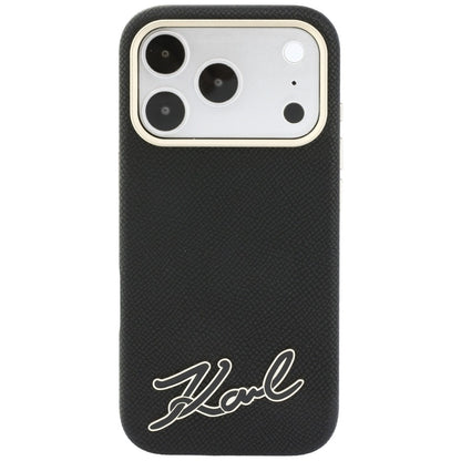 MagSafe Case for Apple iPhone 18 Pro / 17 Pro, Karl Lagerfeld, Grained Resin Sign Logo, Black
