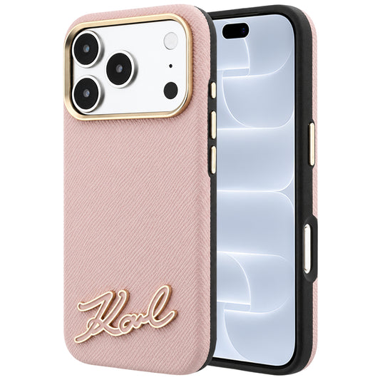 Funda MagSafe para Apple iPhone 18 Pro / 17 Pro, Karl Lagerfeld, Logo de Resina Granulada, Rosa