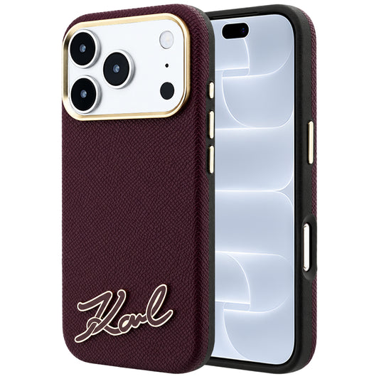 Funda MagSafe para Apple iPhone 18 Pro / 17 Pro, Karl Lagerfeld, Logo de Resina Granulada, Burdeos