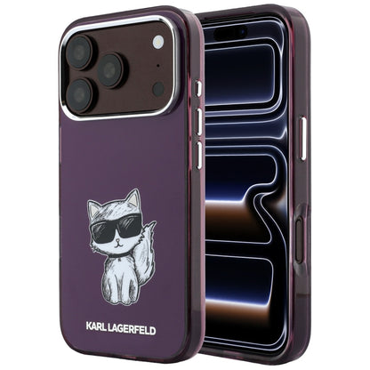 Funda MagSafe para Apple iPhone 18 Pro / 17 Pro, Karl Lagerfeld, HC IML Choupette Body Sketch Print, Burdeos