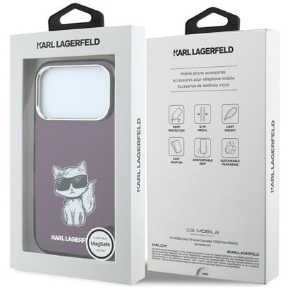 Funda MagSafe para Apple iPhone 18 Pro / 17 Pro, Karl Lagerfeld, HC IML Choupette Body Sketch Print, Burdeos