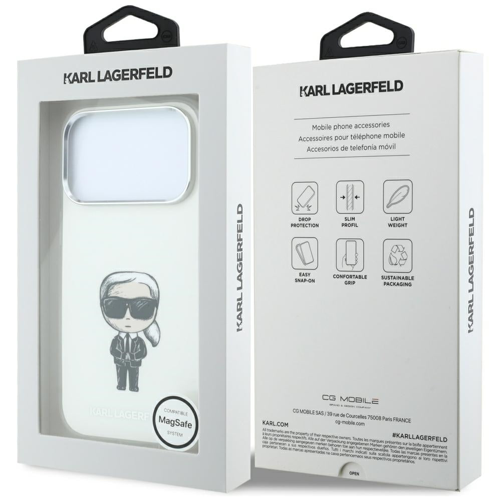 Funda MagSafe para Apple iPhone 18 Pro / 17 Pro, Karl Lagerfeld, HC IML Ikonik Sketch Print, Beige