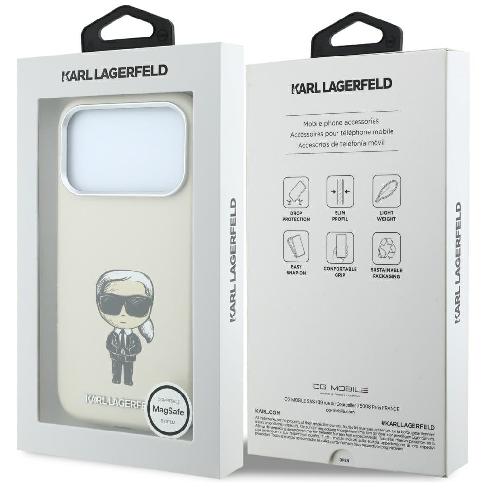Funda MagSafe para Apple iPhone 18 Pro / 17 Pro, Karl Lagerfeld, Ikonik Sketch, Beige