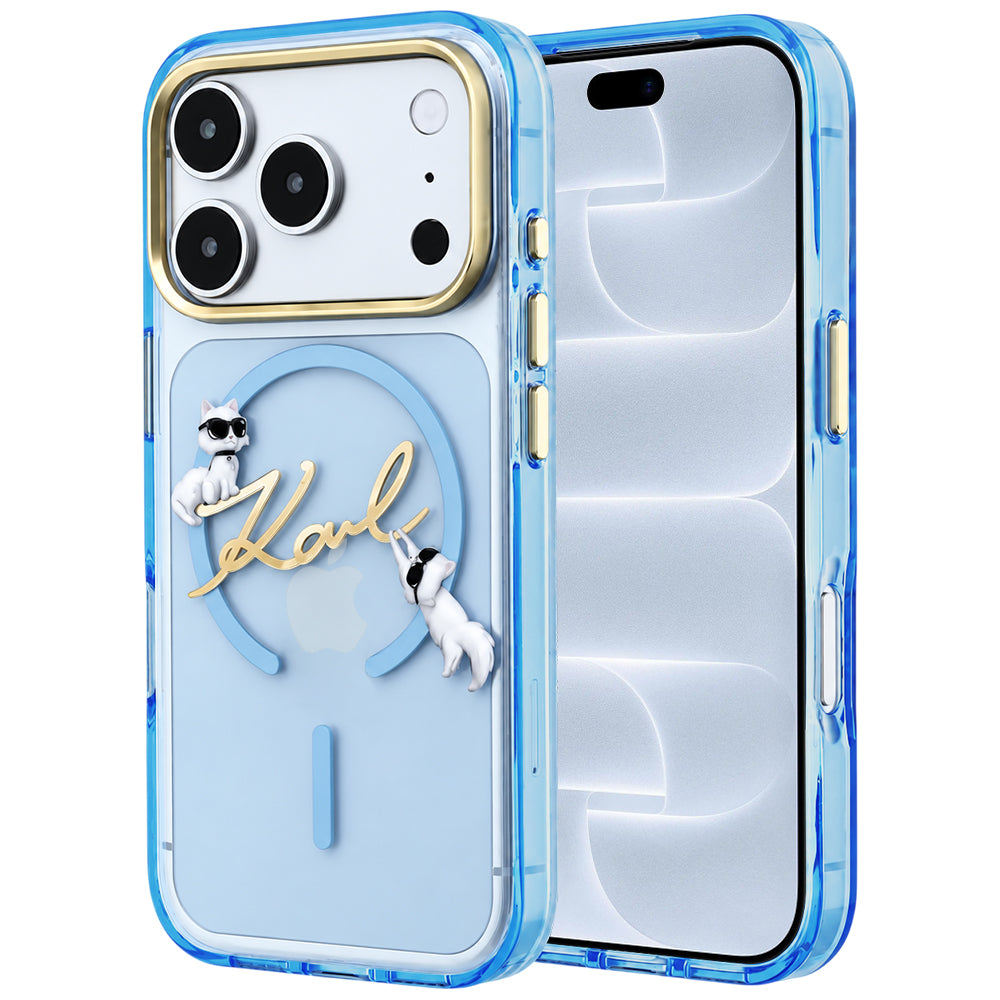 Funda MagSafe para Apple iPhone 18 Pro / 17 Pro, Karl Lagerfeld, IML Karl Script Logo, Azul