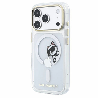 Funda MagSafe para Apple iPhone 18 Pro / 17 Pro, Karl Lagerfeld, IML Peekaboo Print y Marco Metálico, Transparente