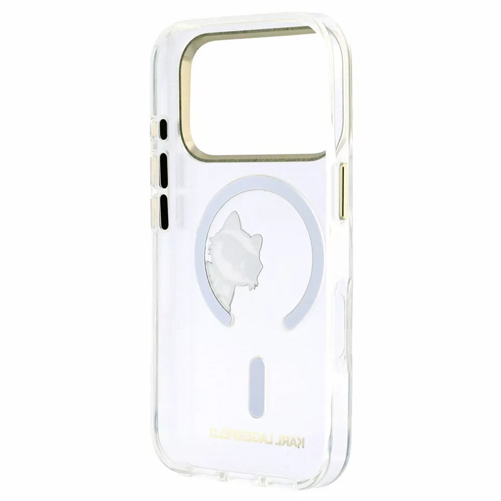Funda MagSafe para Apple iPhone 18 Pro / 17 Pro, Karl Lagerfeld, IML Peekaboo Print y Marco Metálico, Transparente
