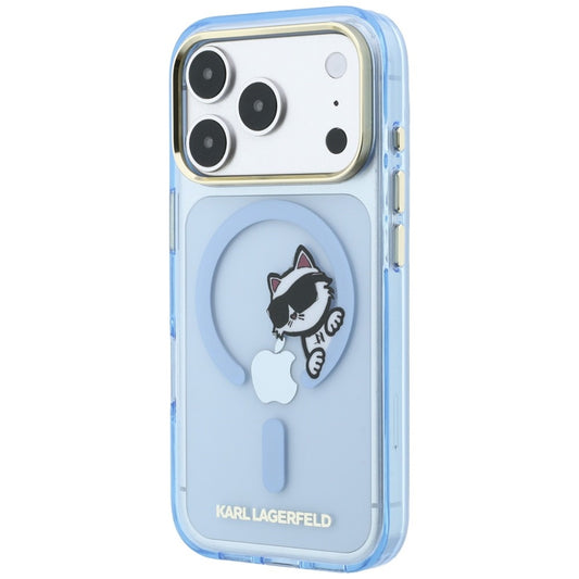 Funda MagSafe para Apple iPhone 18 Pro / 17 Pro, Karl Lagerfeld, IML Peekaboo Print y Marco Metálico, Azul