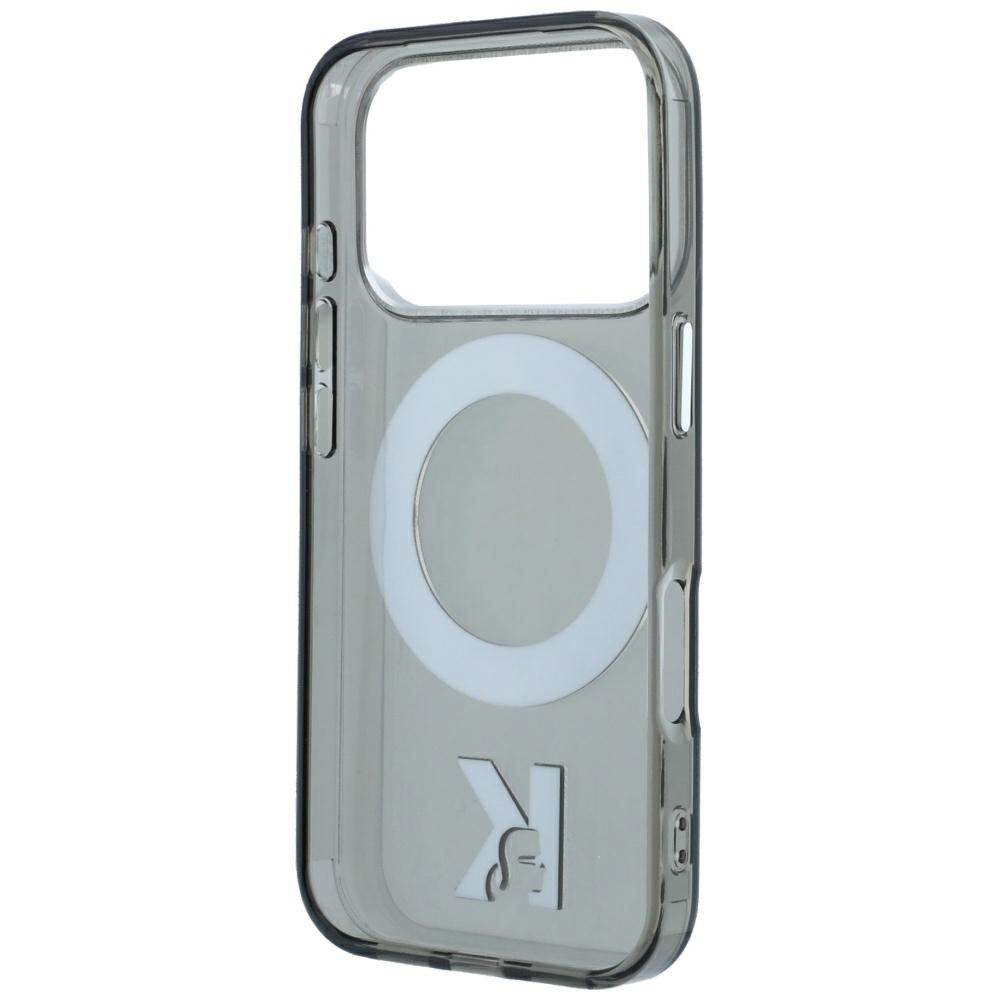 Funda MagSafe para Apple iPhone 18 Pro / 17 Pro, Karl Lagerfeld, Soporte de Anillo IML Kameo Metal, Negra