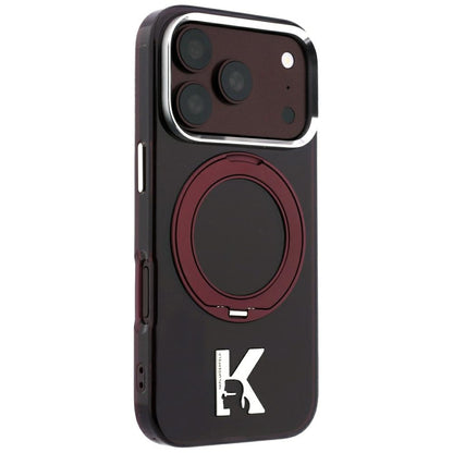 Funda MagSafe para Apple iPhone 18 Pro / 17 Pro, Karl Lagerfeld, Soporte de Anillo IML Kameo Metal, Granate