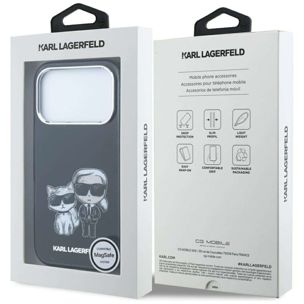 Funda MagSafe para Apple iPhone 18 Pro / 17 Pro, Karl Lagerfeld, KC Bodies Sketch, Negra