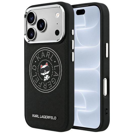Funda MagSafe para Apple iPhone 18 Pro / 17 Pro, Karl Lagerfeld, Point and Choupette Sketch, Negra