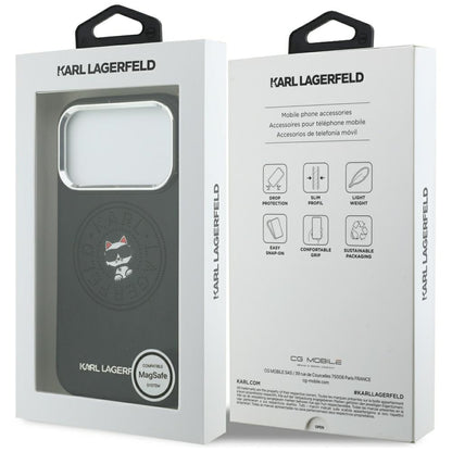 Funda MagSafe para Apple iPhone 18 Pro / 17 Pro, Karl Lagerfeld, Point and Choupette Sketch, Negra