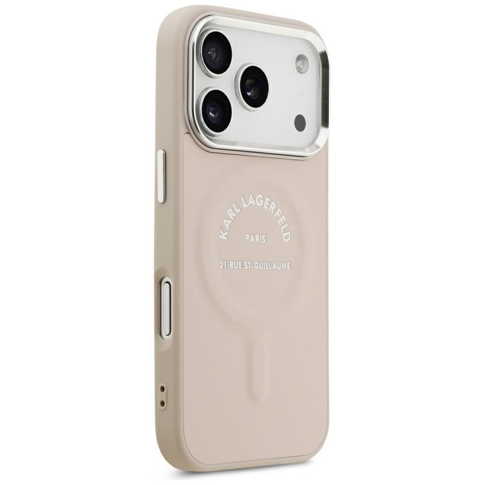 Funda MagSafe para Apple iPhone 18 Pro / 17 Pro, Karl Lagerfeld, Anillo Karl RSG Logo, Rosa