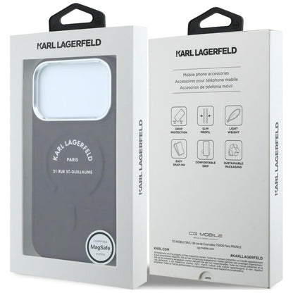 Funda MagSafe para Apple iPhone 18 Pro / 17 Pro, Karl Lagerfeld, Anillo Karl RSG Logo, Burdeos