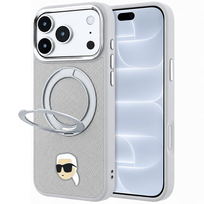 Funda MagSafe para Apple iPhone 18 Pro / 17 Pro, Karl Lagerfeld, Ring Stand 360 Karl Pin, Gris