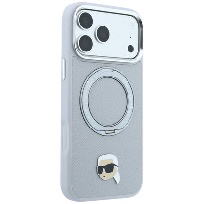 Funda MagSafe para Apple iPhone 18 Pro / 17 Pro, Karl Lagerfeld, Ring Stand 360 Karl Pin, Gris