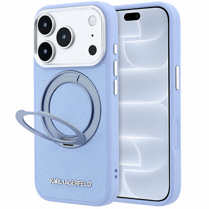Funda MagSafe para Apple iPhone 18 Pro / 17 Pro, Karl Lagerfeld, Ring Stand 360 Saffiano, Azul