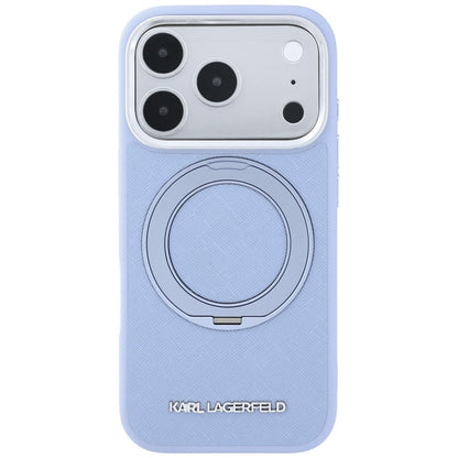 Funda MagSafe para Apple iPhone 18 Pro / 17 Pro, Karl Lagerfeld, Ring Stand 360 Saffiano, Azul