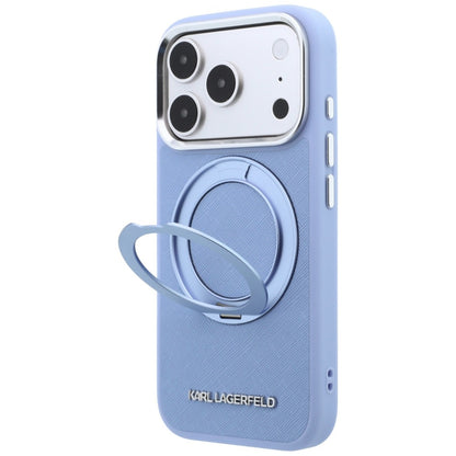 Funda MagSafe para Apple iPhone 18 Pro / 17 Pro, Karl Lagerfeld, Ring Stand 360 Saffiano, Azul