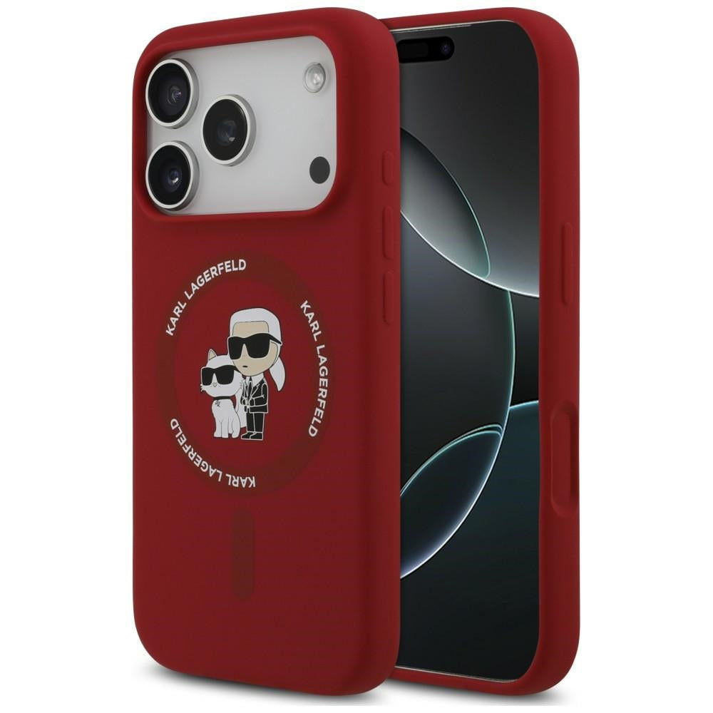 Funda MagSafe para Apple iPhone 18 Pro / 17 Pro, Karl Lagerfeld, Silicone Ring Karl & Choupette, rosa