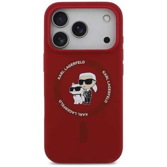 Funda MagSafe para Apple iPhone 18 Pro / 17 Pro, Karl Lagerfeld, Silicone Ring Karl & Choupette, rosa