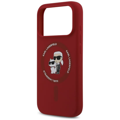 Funda MagSafe para Apple iPhone 18 Pro / 17 Pro, Karl Lagerfeld, Silicone Ring Karl & Choupette, rosa