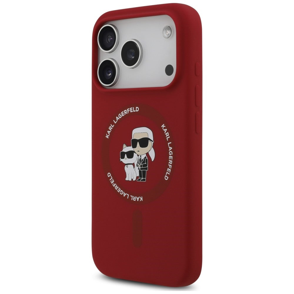 Funda MagSafe para Apple iPhone 18 Pro / 17 Pro, Karl Lagerfeld, Silicone Ring Karl & Choupette, rosa