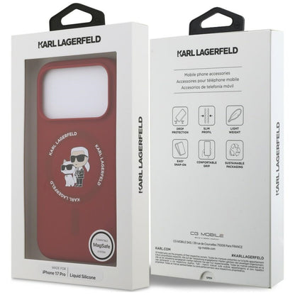 Funda MagSafe para Apple iPhone 18 Pro / 17 Pro, Karl Lagerfeld, Silicone Ring Karl & Choupette, rosa