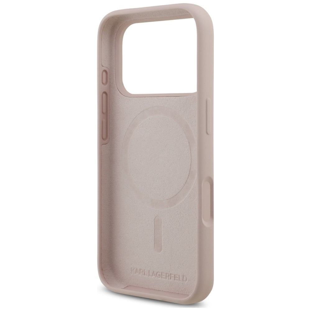 Funda MagSafe para Apple iPhone 18 Pro / 17 Pro, Karl Lagerfeld, Silicone Ring Karl & Choupette, rosa