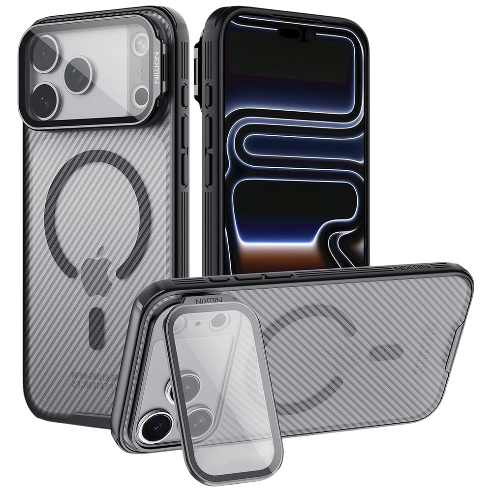 Funda MagSafe para Apple iPhone 18 Pro / 17 Pro, Nillkin, CamShield Prop, Negra Transparente