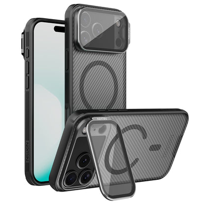 Funda MagSafe para Apple iPhone 18 Pro / 17 Pro, Nillkin, CamShield Prop, Negra Transparente