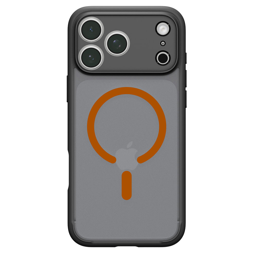 Funda MagSafe para Apple iPhone 18 Pro / 17 Pro, Spigen, Ultra Hybrid, Negra Naranja Satinada ACS12162
