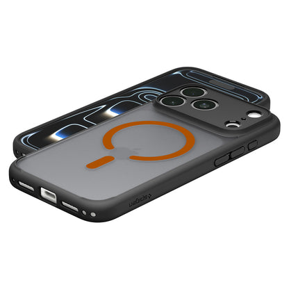 Funda MagSafe para Apple iPhone 18 Pro / 17 Pro, Spigen, Ultra Hybrid, Negra Naranja Satinada ACS12162