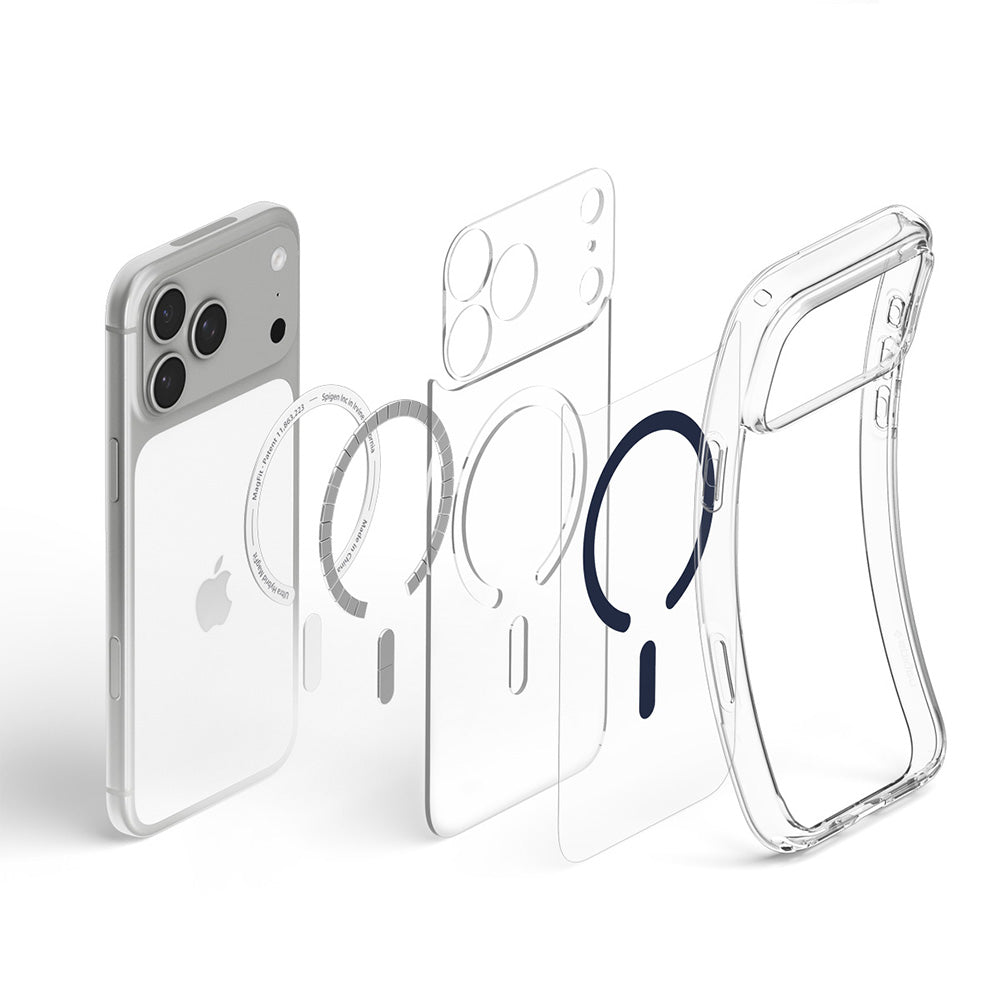 Funda MagSafe para Apple iPhone 18 Pro / 17 Pro, Spigen, Ultra Hybrid, Transparente Azul Marino ACS12158