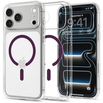 Funda MagSafe para Apple iPhone 18 Pro / 17 Pro, Spigen, Ultra Hybrid, color vino transparente ACS12335