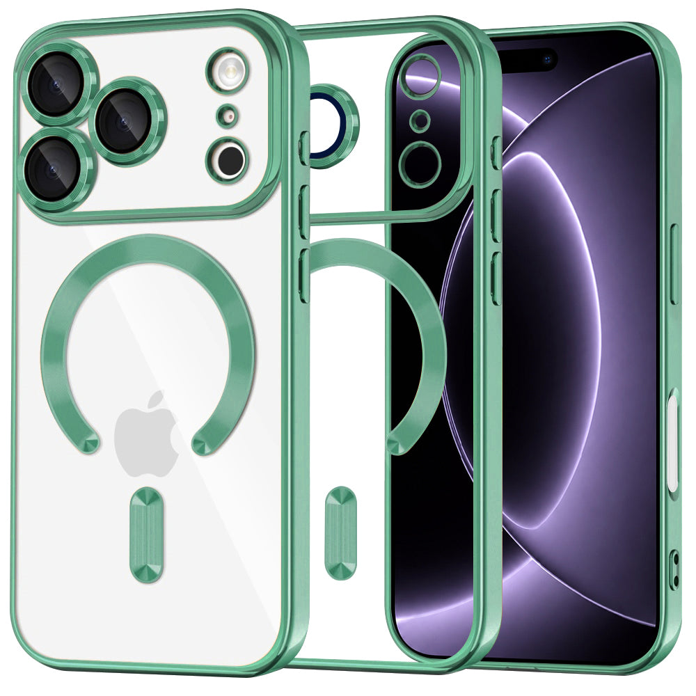 Funda MagSafe para Apple iPhone 18 Pro / 17 Pro, Techsuit, Luxury Crystal, Verde Claro