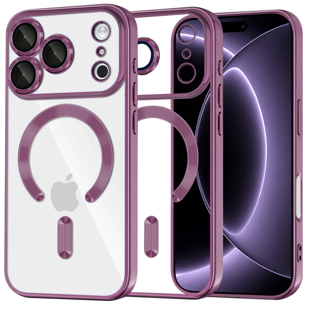 Funda MagSafe para Apple iPhone 18 Pro / 17 Pro, Techsuit, Luxury Crystal, Burdeos Oscuro