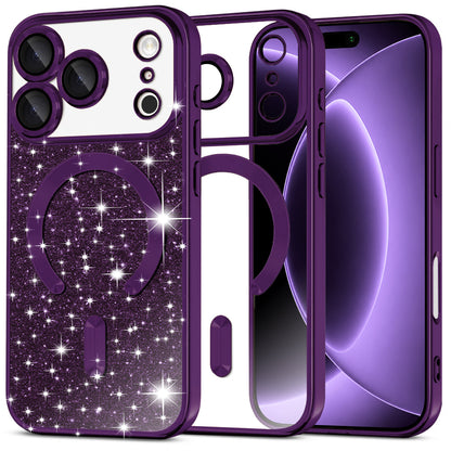 Funda MagSafe para Apple iPhone 18 Pro / 17 Pro, Techsuit, Luxury Glitter, Morado Oscuro