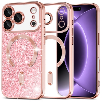 Funda MagSafe para Apple iPhone 18 Pro / 17 Pro, Techsuit, Luxury Glitter, Rosa Dorado