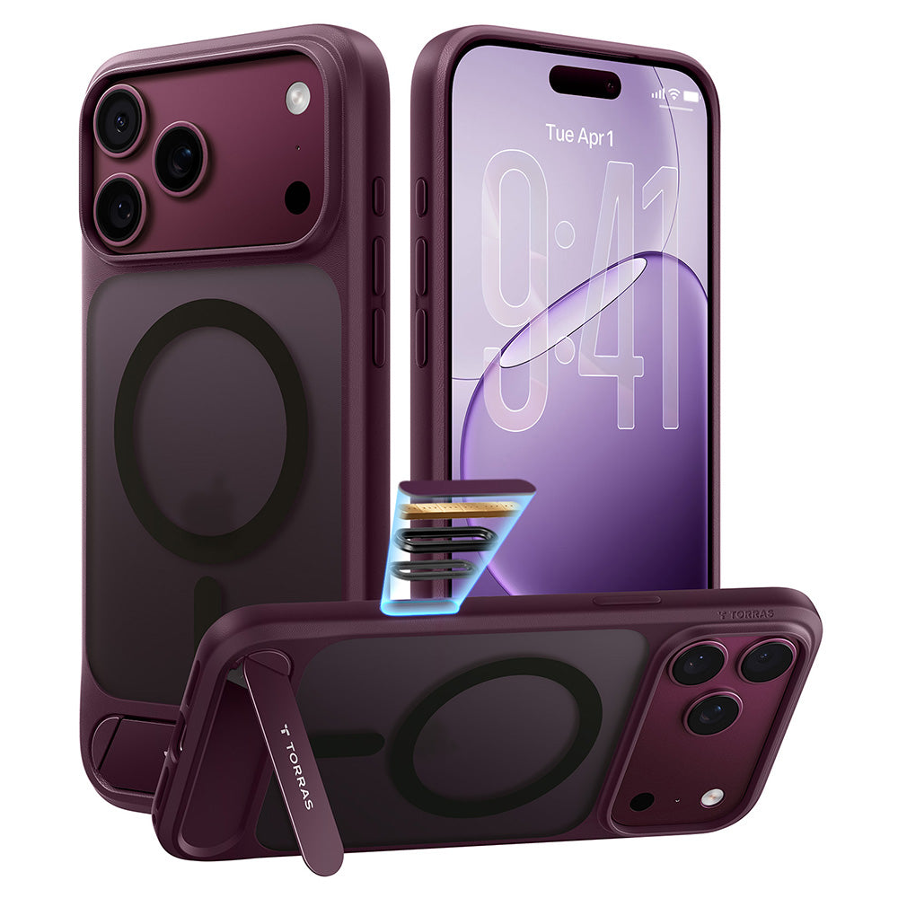 Funda MagSafe para Apple iPhone 18 Pro / 17 Pro, Torras, Ostand L1 Guardian, Morado