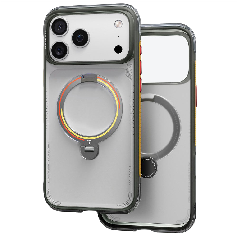 Funda MagSafe para Apple iPhone 18 Pro / 17 Pro, Torras, Ostand Q3 Air Football, Gris