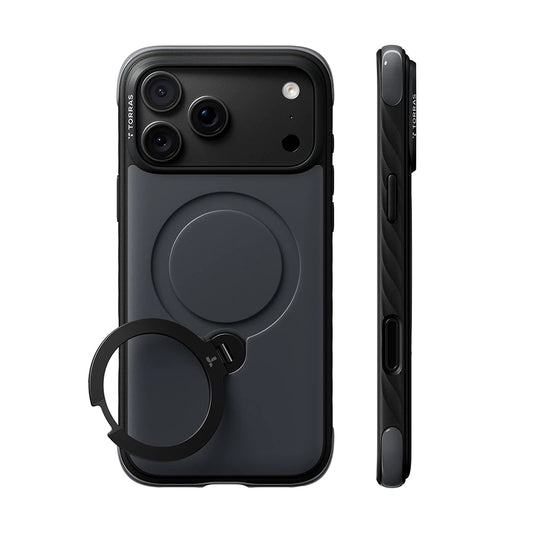 Funda MagSafe para Apple iPhone 18 Pro / 17 Pro, Torras, Ostand Q3 Rugged, Negra