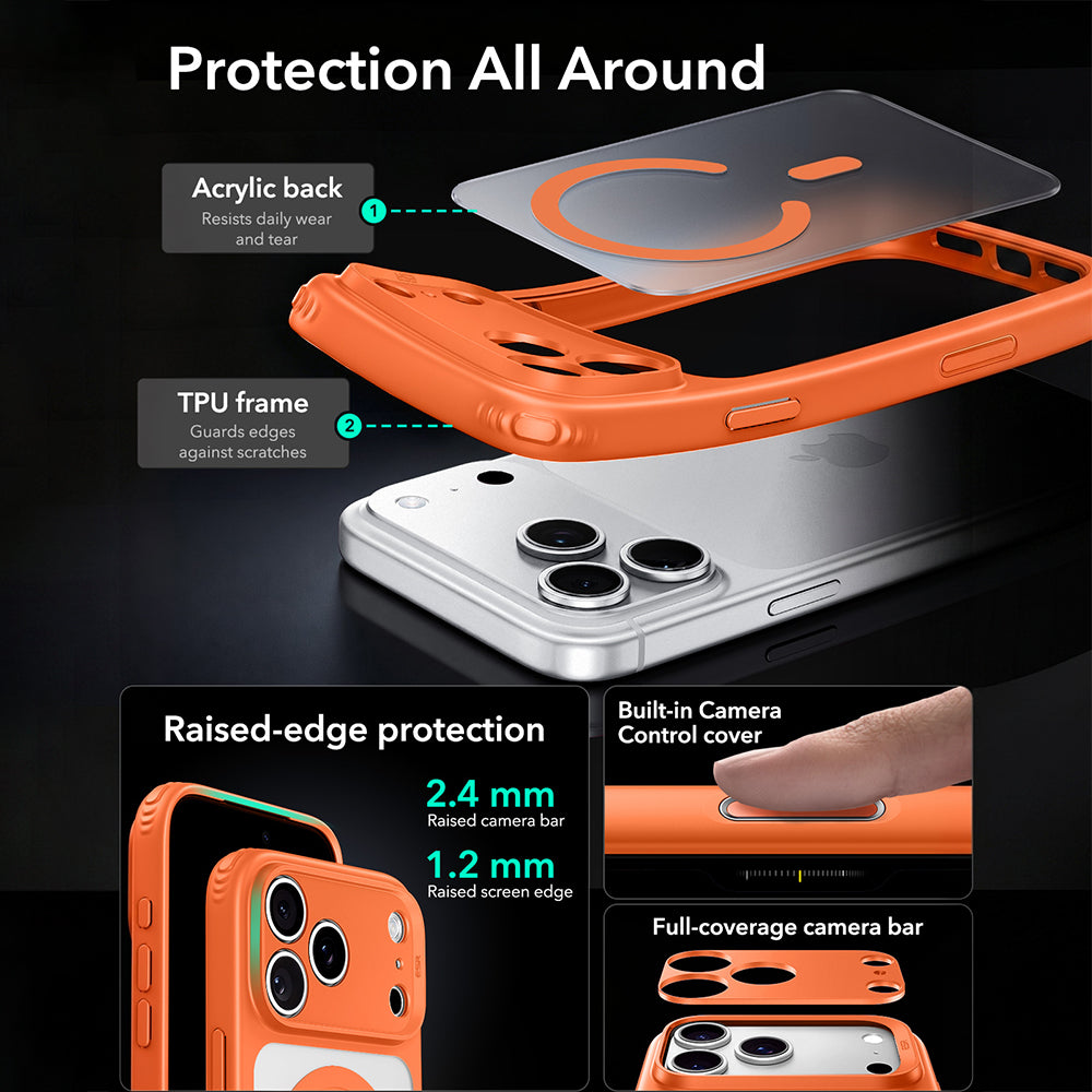 Funda MagSafe para Apple iPhone 18 Pro, ESR, Classic Hybrid, Naranja Satinada