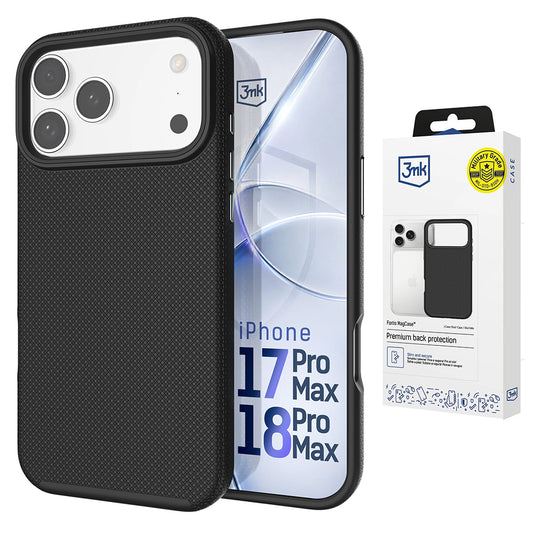 Funda MagSafe para Apple iPhone 18 Pro Max / 17 Pro Max, 3MK, Fortis, negra