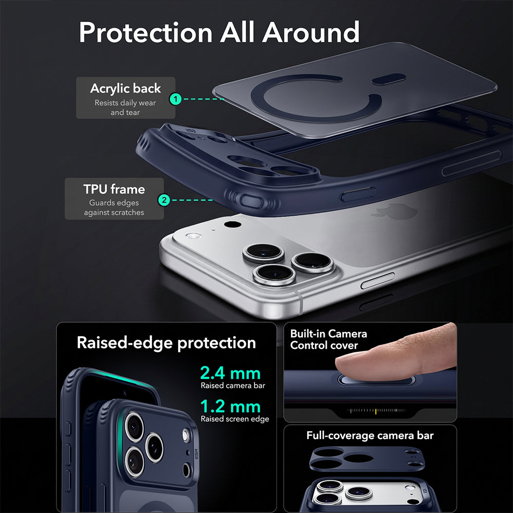 Funda MagSafe para Apple iPhone 18 Pro Max / 17 Pro Max, ESR, Classic Hybrid, Azul Satinado