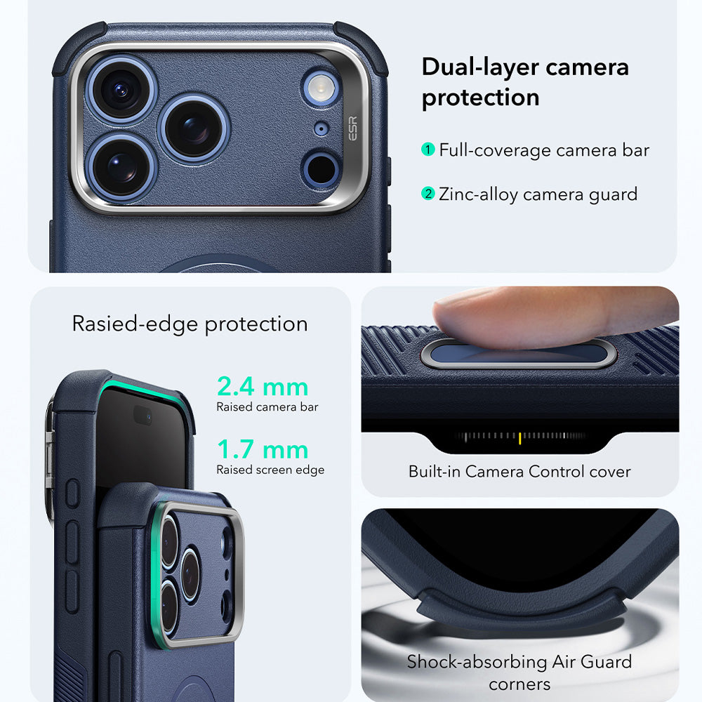 Funda MagSafe para Apple iPhone 18 Pro Max / 17 Pro Max, ESR, Cyber Armor Kickstand, Azul