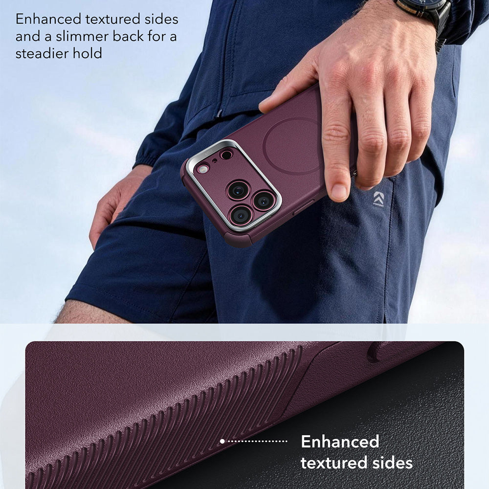 Funda MagSafe para Apple iPhone 18 Pro Max / 17 Pro Max, ESR, Cyber Armor Kickstand, Burdeos Oscuro Satinado