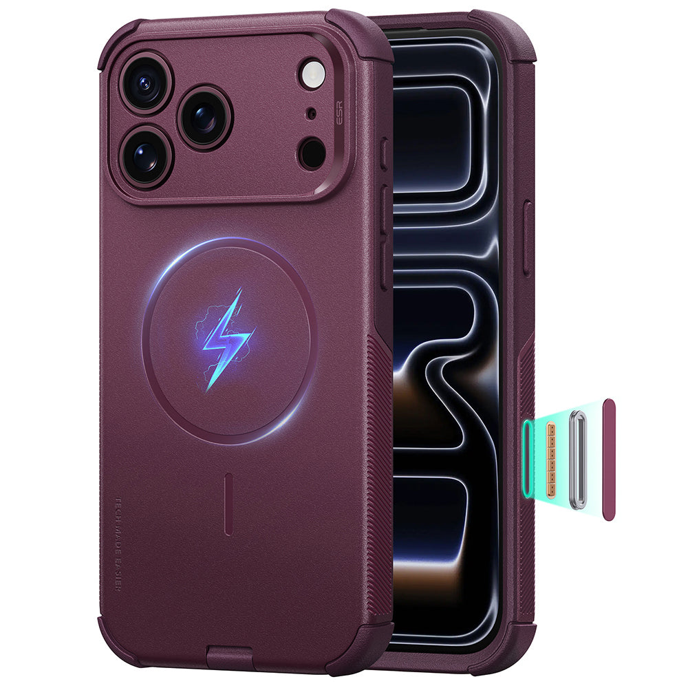 Funda MagSafe para Apple iPhone 18 Pro Max / 17 Pro Max, ESR, Cyber, Burdeos Oscuro Satinado