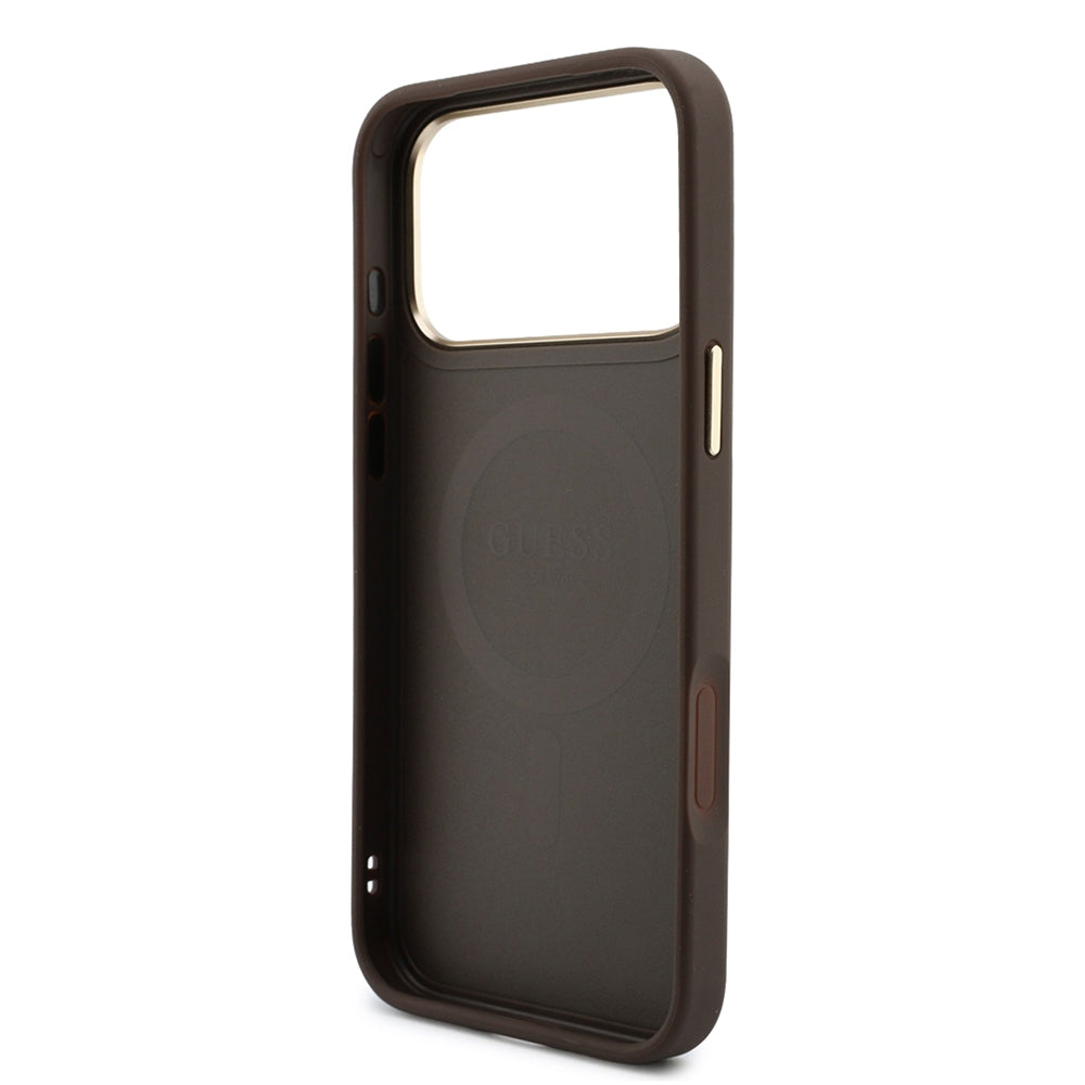 Funda MagSafe para Apple iPhone 18 Pro Max / 17 Pro Max, Guess, 4G Cardslot & Big Strap, Marrón