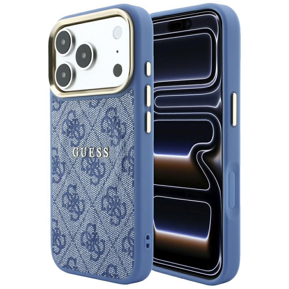 Funda MagSafe para Apple iPhone 18 Pro Max / 17 Pro Max, Guess, 4G Embossed Classic, Azul